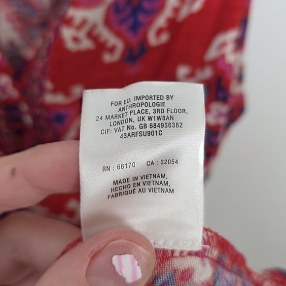 Akemi + Kin Anthropologie Red Geometric Boho Summer Cute Tank Top Size Medium - Picture 7 of 8